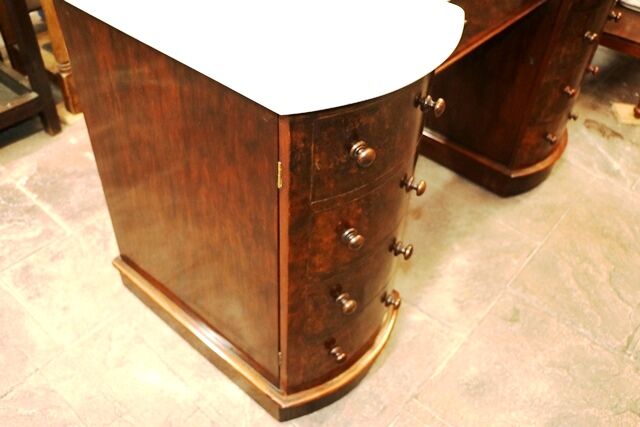 Victorian Burr Walnut White Marble Top WashStandHall Table 