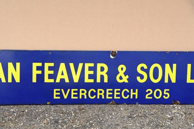 Vintage Allan Feaver and Son ltd Evercreech Somerset Enamel Sign 