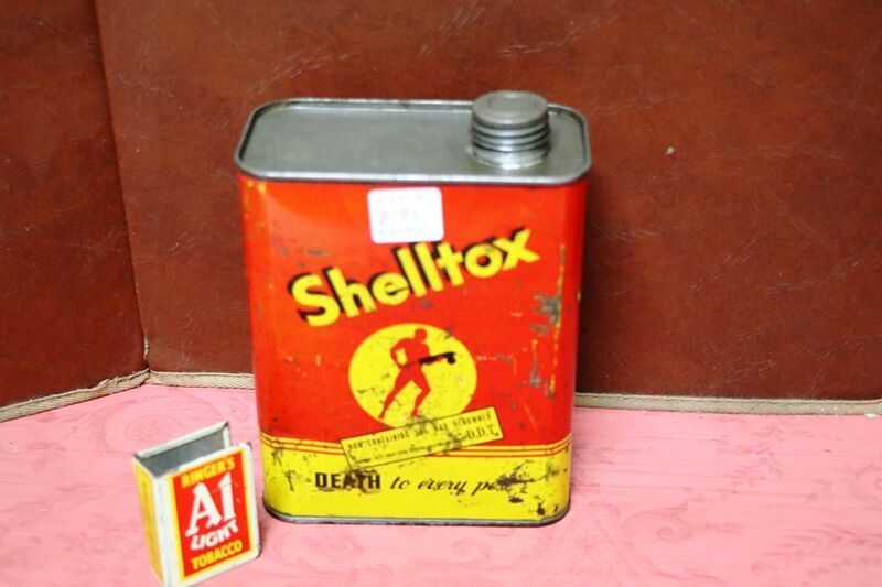 Vintage Aust Shelltox Pictorial 32 oz Tin