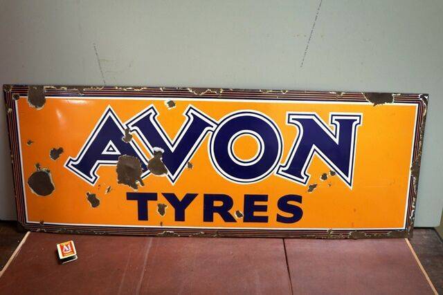 Vintage Avon Tyres Enamel Adv Sign 