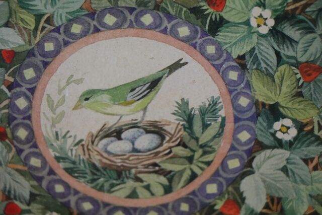 Vintage Bird on Nest Pictorial Biscuit Tin