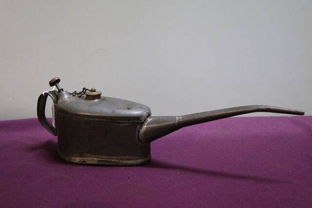 Vintage Boat Shape Button Pump Oiler 