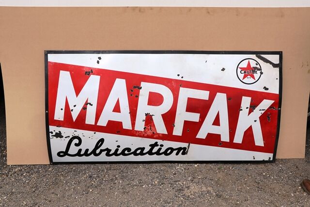 Vintage Caltex Marfax Lubrication Enamel Advertising Sign 