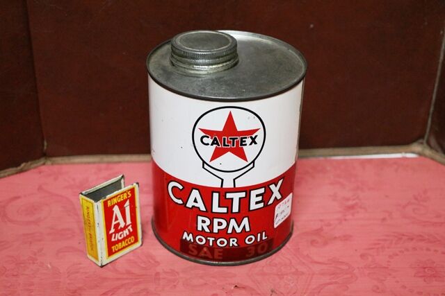 Vintage Caltex RPM Motor Oil SAE 30 One Quart Tin