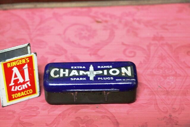 Vintage Champion Extra Range Spark Plug Tin