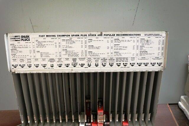 Vintage Champion Spark Plug Dispensing Wall Rack