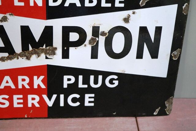 Vintage Champion Spark Plug Enamel Advertising Sign 