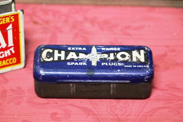 Vintage Champion Spark Plugs Tin