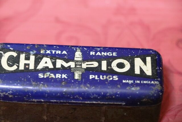 Vintage Champion Spark Plugs Tin