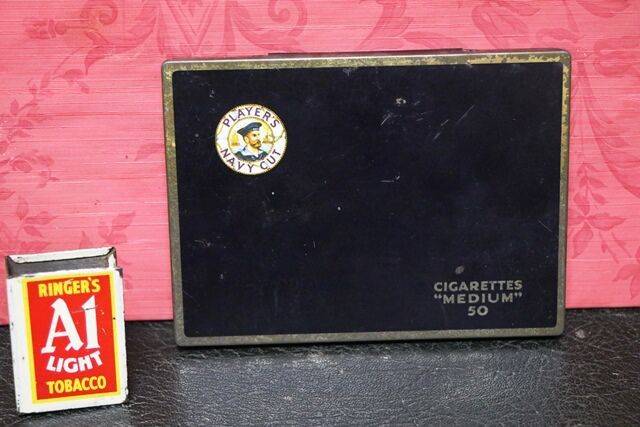 Vintage Cigarette Tin Black Players Navy Cut 50 Medium Tin