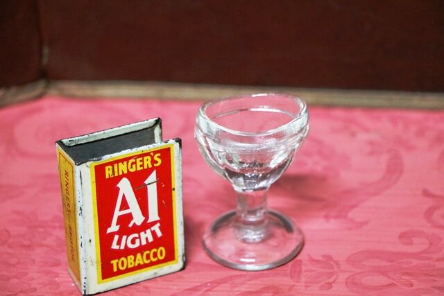 Vintage Clear Glass Eye Wash Cup with a Round Stem Base