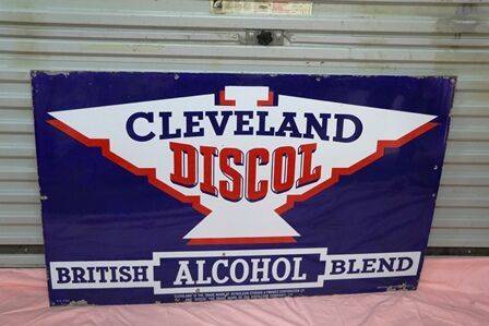 Vintage Cleveland Discol Enamel Advertising Sign 