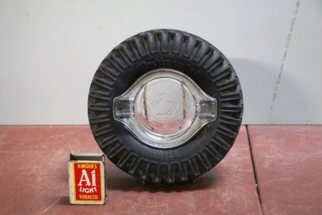 Vintage Continental  Rubber and Glass Promotional  Ashtray