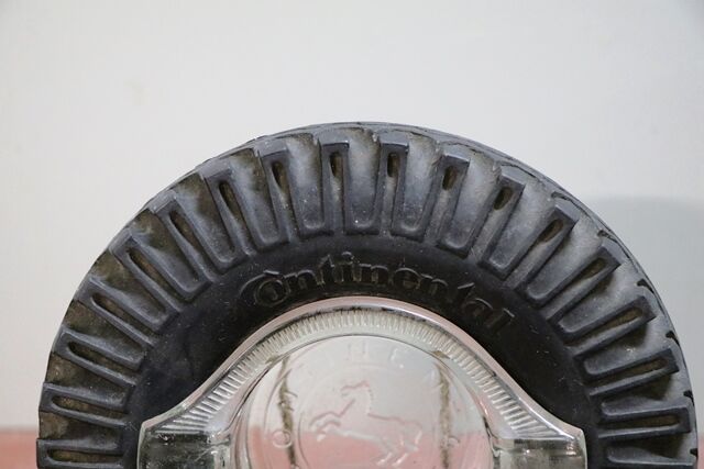 Vintage Continental  Rubber and Glass Promotional  Ashtray