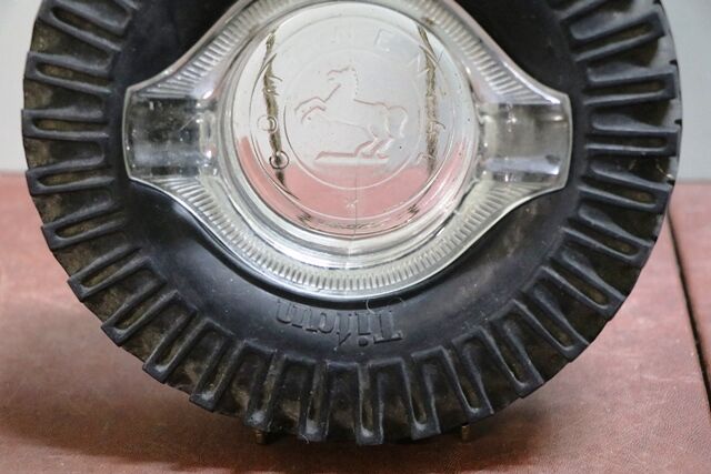Vintage Continental  Rubber and Glass Promotional  Ashtray