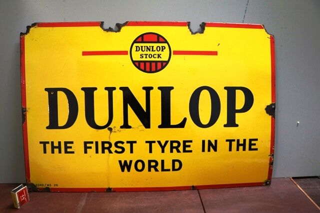 Vintage Dunlop Tyre Enamel Advertising Sign 