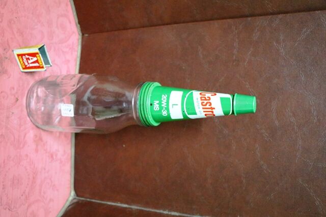 Vintage Embossed Castrol L 20W30 Motor Oil Quart Bottle