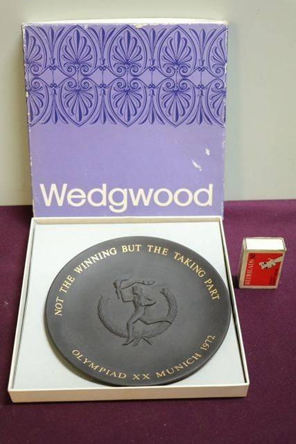 Vintage English Wedgwood Olympiad XX 1972 plate in Original Box 