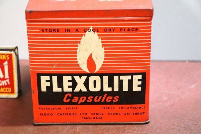 Vintage Flexolite Lighter Fluid Dispensing Tin 