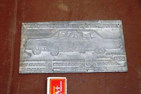 Vintage Ford Fairlane 500 Advertising Printers Block
