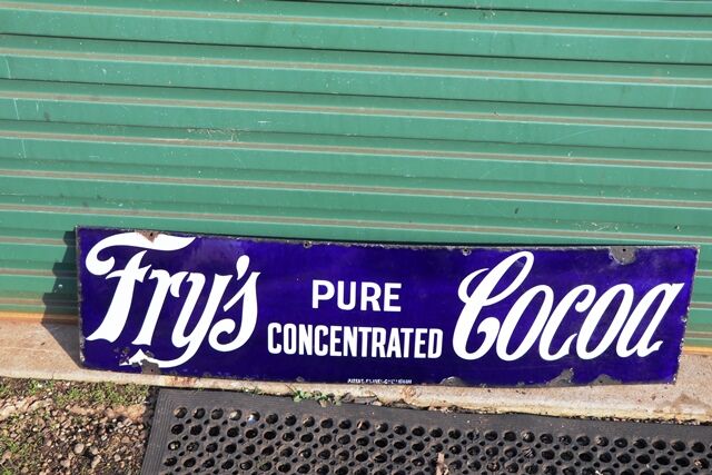 Vintage Fryand39s Pure Concentrated Cocoa Enamel Sign 
