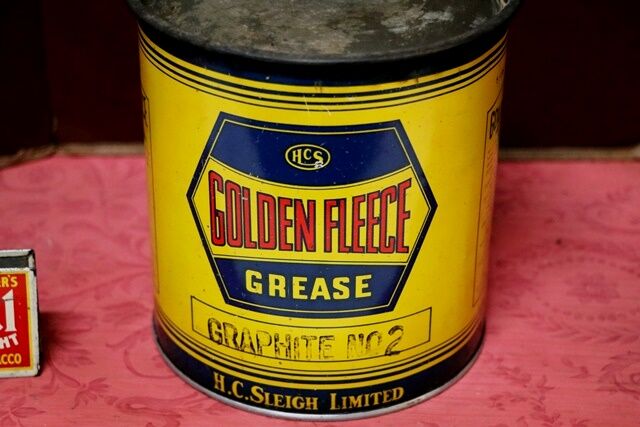 Vintage Golden Fleece HEX 5lb Graphite No 2 Grease Tin