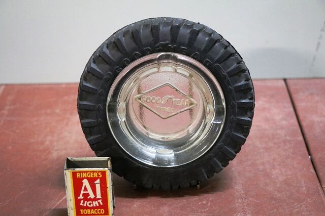 Vintage Good Year Tyre Rubber and Glass Promotional Ashtray