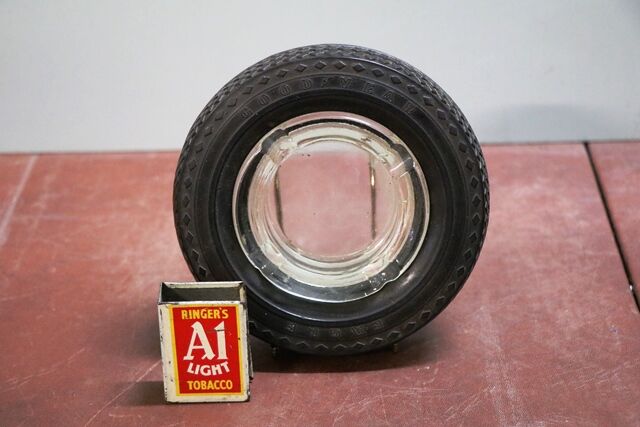 Vintage Good Year Tyre Rubber and Glass Promotional Ashtray