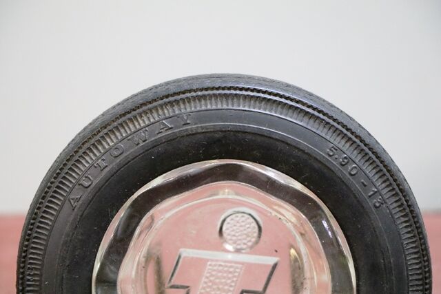 Vintage India Super Rubber and Glass Promotional Ashtray