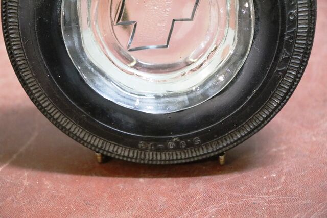 Vintage India Tyre Rubber and Glass Promotional Ashtray