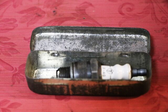 Vintage KLG Blue Spark Plug Tin