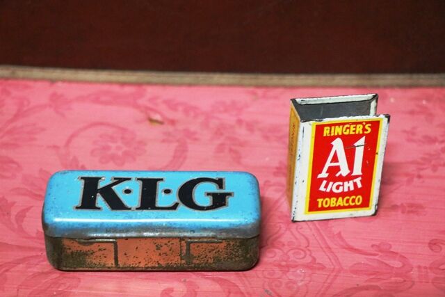Vintage KLG Blue Spark Plug Tin