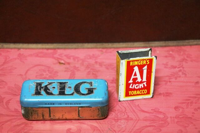 Vintage KLG Blue Spark Plug Tin