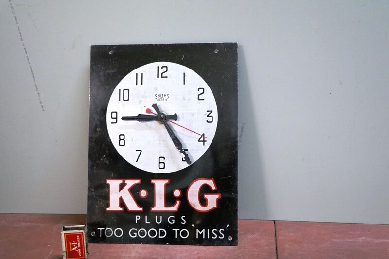 Vintage KLG Plugs Smiths Sectric Workshop Wall Clock 