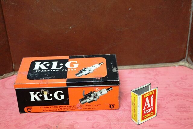 Vintage KLG Sparking Plugs Pictorial Tin Container Box