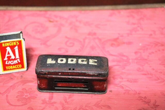 Vintage LODGE Spark Plug Tin