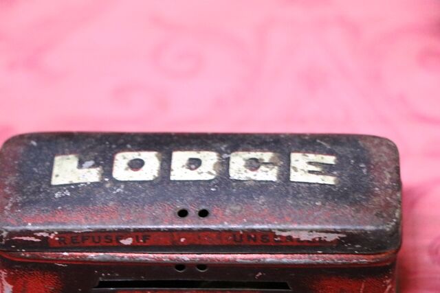 Vintage LODGE Spark Plug Tin