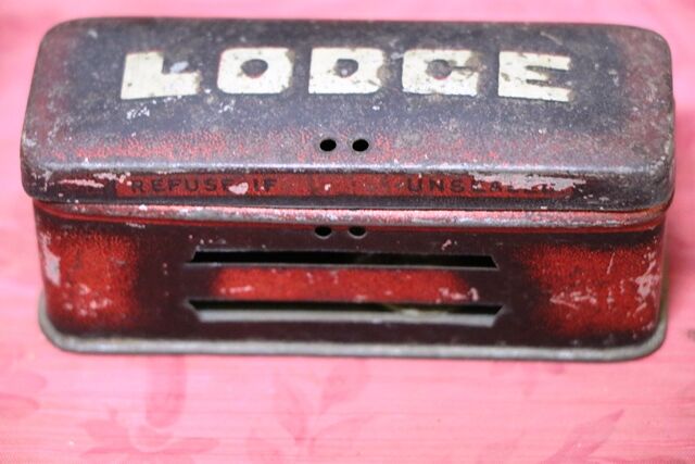 Vintage LODGE Spark Plug Tin