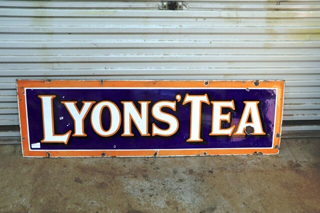Vintage Lyonand39s Tea Enamel Advertising Sign 