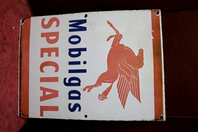 Vintage Mobilgas Special Pegasus Enamel Sign 
