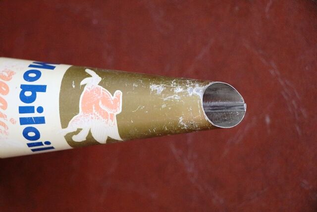 Vintage Mobiloil 1lt Oil Bottle with Pegasus Tin Top