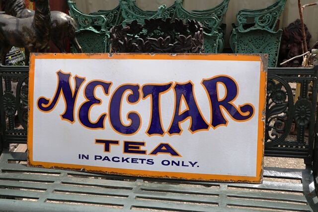 Vintage Nectar Tea Enamel Advertising Sign 
