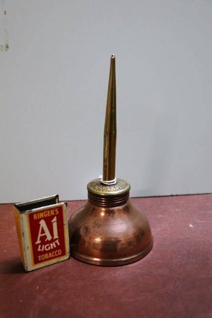 Vintage Neverdrop Copper and Brass Oiler