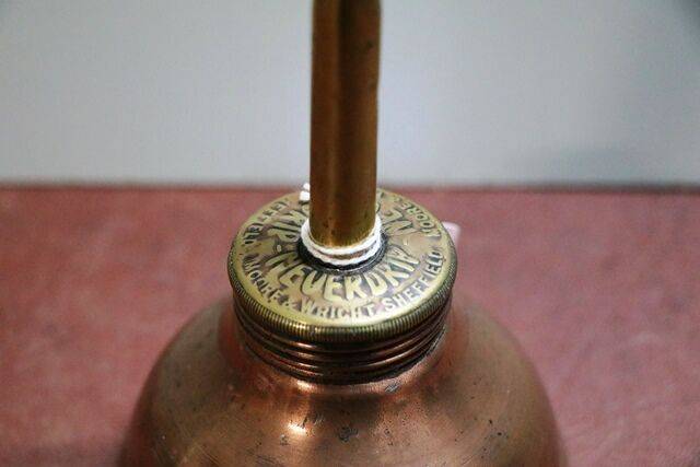 Vintage Neverdrop Copper and Brass Oiler