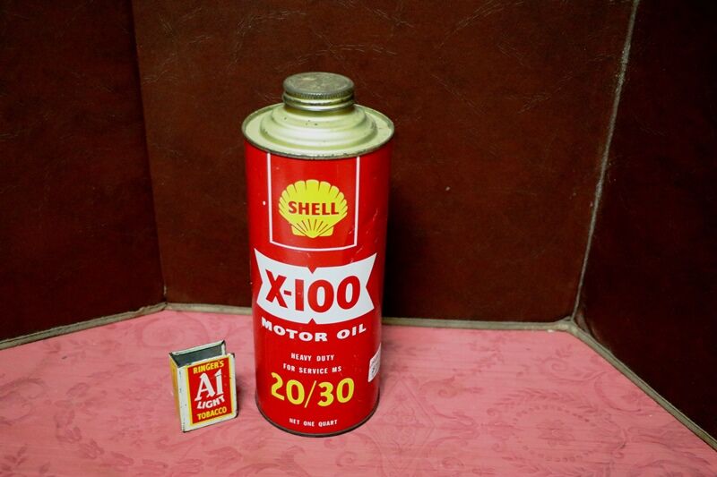 Vintage Red Shell X100 Motor Oil 2030 One Quart Tin
