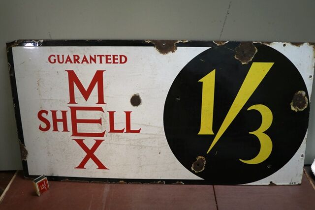 Vintage ShellMex Guaranteed 13 pence Enamel Sign 