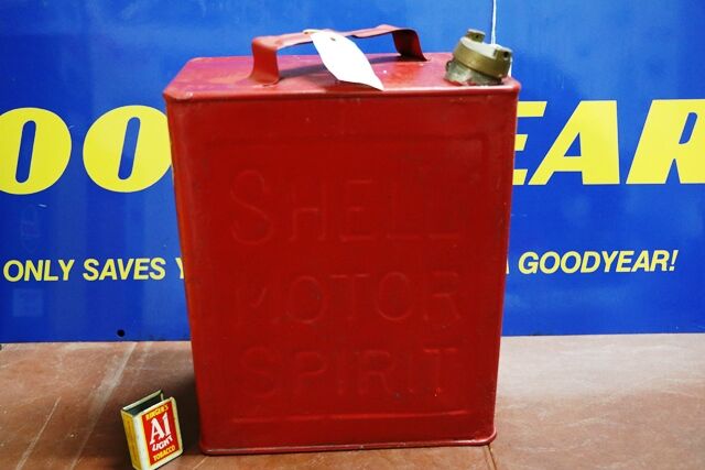 Vintage Shell 2 gal Running Board Fuel Can 