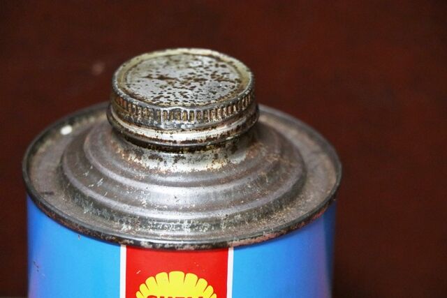 Vintage Shell 500 Heavy Duty Brake Fluid 1 pint Blue Tin