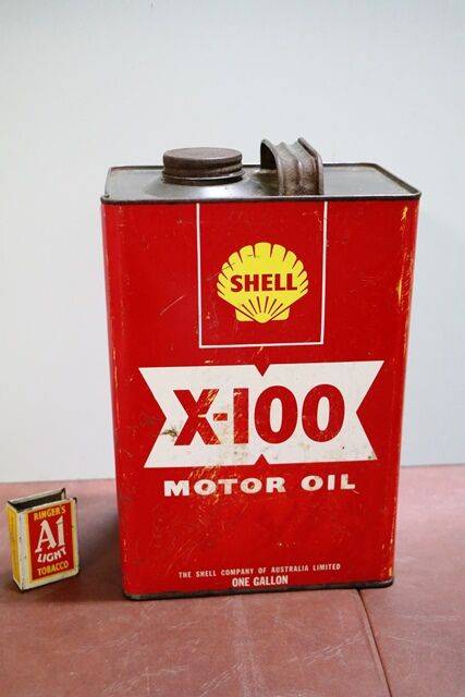 Vintage Shell Red X100 Motor Oil One Gallon Tin