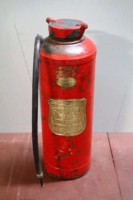 Vintage Simplex Copper and Brass Fire Extinguisher 